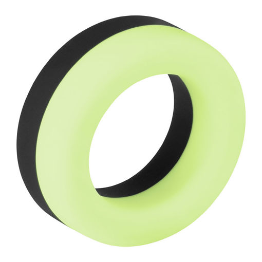 Image de F-19: 100% LIQUID SILICONE 2 TONE C-RING - Noir et Glow in the dark