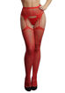 Image de Suspender Rhinestone Pantyhose - Red- O/S