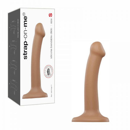 Picture of STRAP-ON-ME - SEMI-REALISTIC DUAL DENSITY BENDABLE DILDO - SMALL - TAN