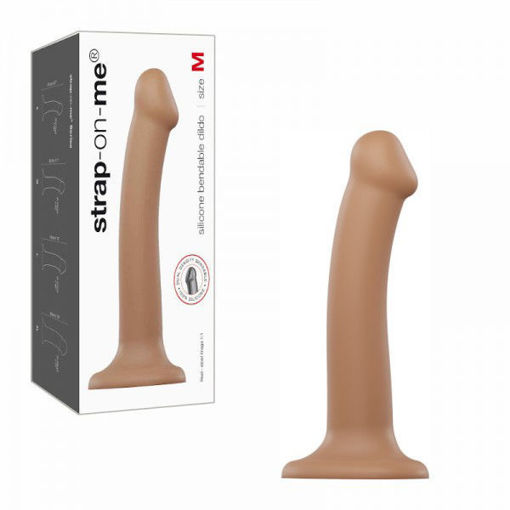 Image de STRAP-ON-ME - SEMI-REALISTIC DUAL DENSITY BENDABLE DILDO - MEDIUM - TAN