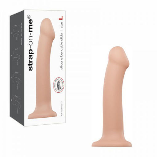 Picture of STRAP-ON-ME - SEMI-REALISTIC DUAL DENSITY BENDABLE DILDO - LARGE - BEIGE